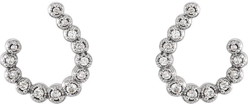 Diamond Crescent J-Hoop Earrings, Sterling Silver (.25 Ctw, GH Color, I1 Clarity)