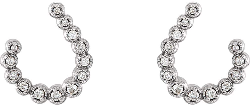 Platinum Diamond Crescent J-Hoop Earrings (.25 Ctw, GH Color, SI2-SI3 Clarity)