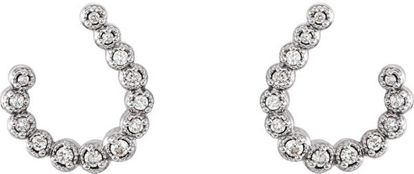 Platinum Diamond Crescent J-Hoop Earrings (.25 Ctw, GH Color, SI2-SI3 Clarity)