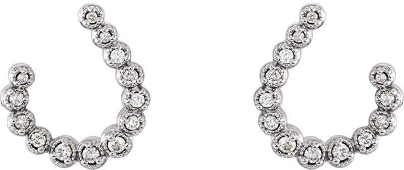 Platinum Diamond Crescent J-Hoop Earrings (.25 Ctw, GH Color, SI2-SI3 Clarity)