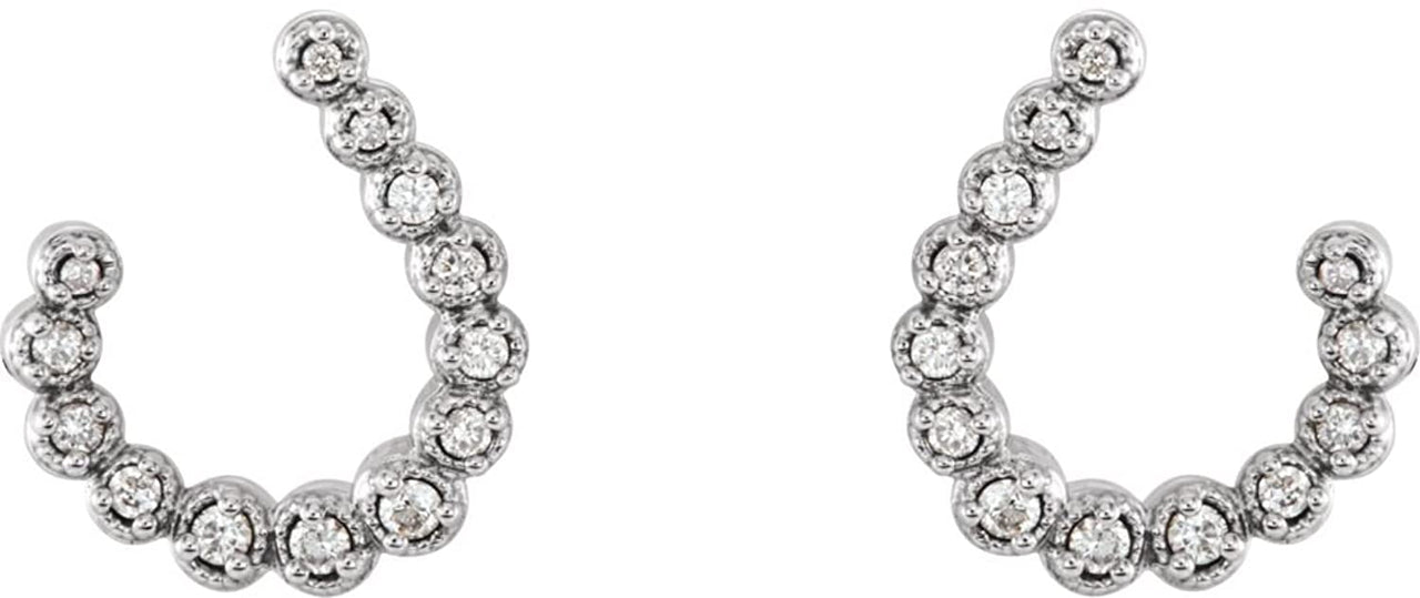 Diamond Crescent J-Hoop Earrings, Rhodium-Plated 14k White Gold (.25 Ctw, GH Color, I1 Clarity)