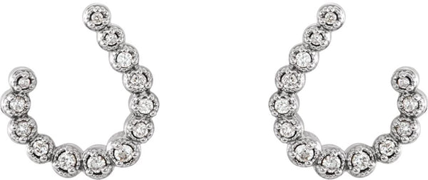 Diamond Crescent J-Hoop Earrings, Rhodium-Plated 14k White Gold (.25 Ctw, GH Color, I1 Clarity)