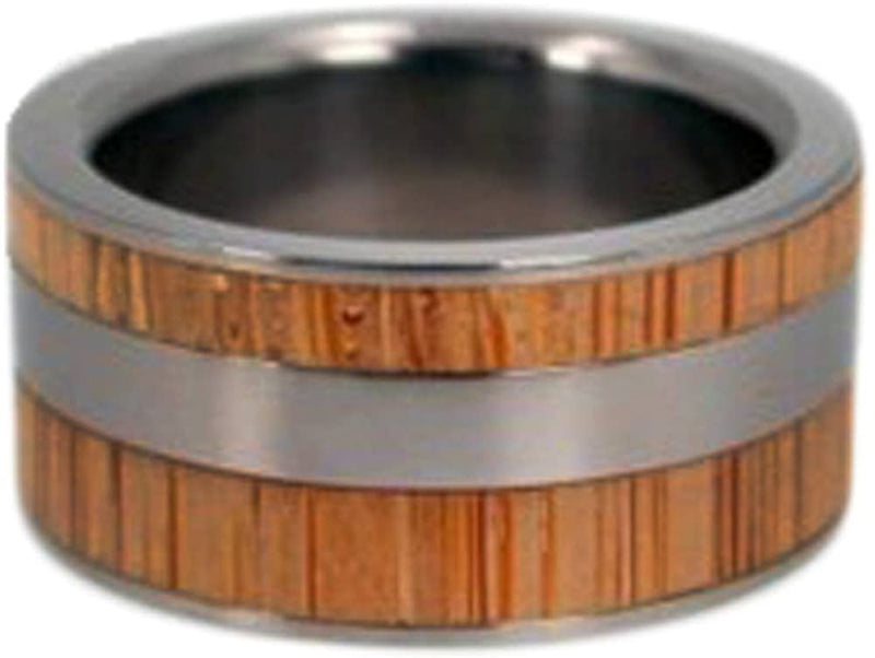 Bamboo Inlays 9mm Comfort Fit Interchangeable Titanium Ring, Size 10.75