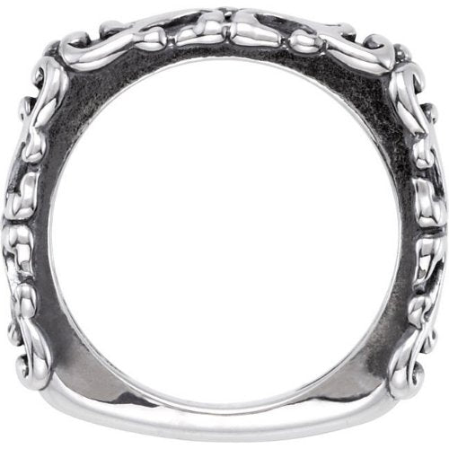 Etruscan-Style Square 4.5mm Stackable Sterling Silver Ring, Size 7