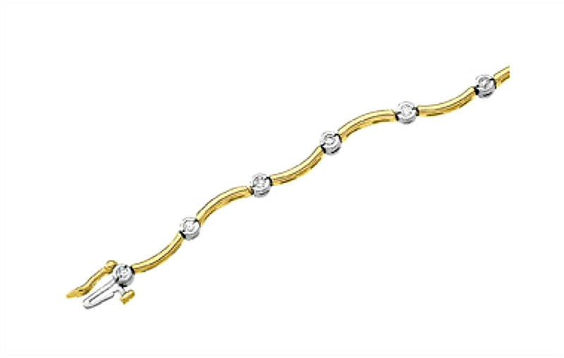 Two-Tone Diamond Line Bracelet, 14k Yellow and White Gold, 7" (.5 Cttw, GH Color, I1 Clarity)