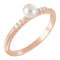 White Cultured Pearl, Diamond Stackable Ring, 14k Rose Gold (4-4.5mm)(.05Ctw, Color G-H, Clarity I1) Size 7