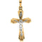 Two-Tone INRI Hollow Crucifix 14k Yellow and White Gold Pendant(24.50X16.5MM)