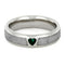 Created Emerald, Gibeon Meteorite 14k White Gold Ring and Green Box Elder Burl Wood Titanium Band, Couples Ring Set