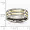 Brushed Titanium Yellow IP 8mm Grooved Comfort-Fit Band, Size 11.5