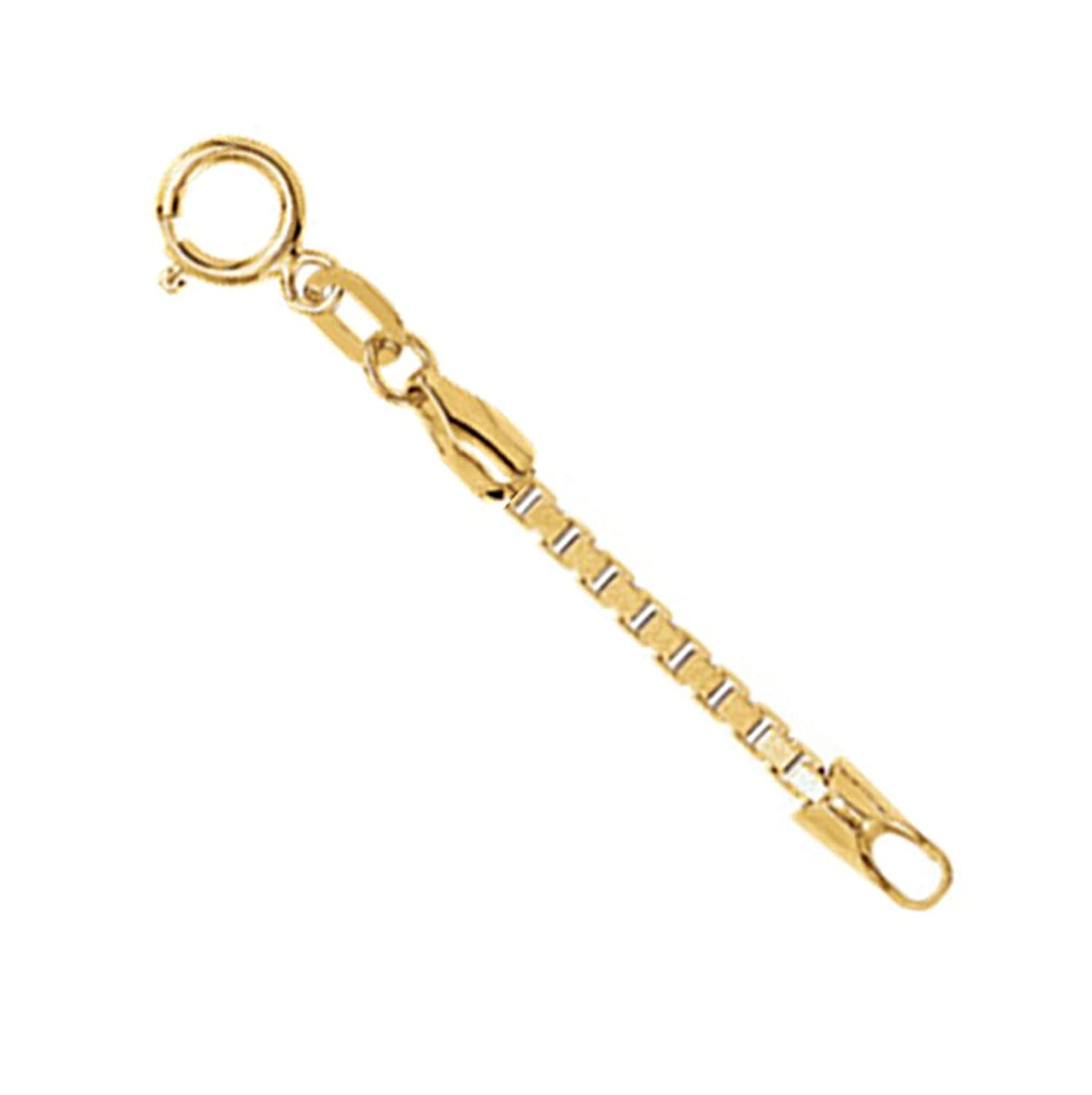 14k Yellow Gold 1.75mm Box Chain, Extender Safety Chain, 1.25"