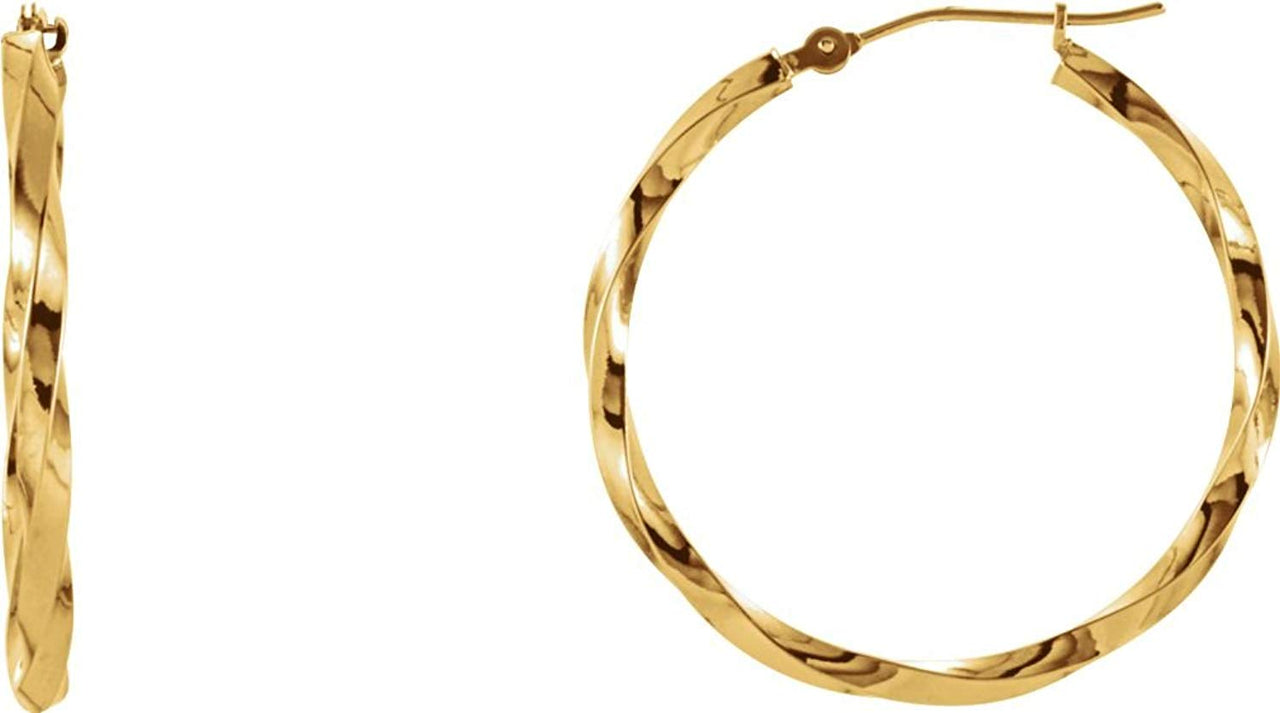 Twisted Hoop Earrings, 14k Yellow Gold