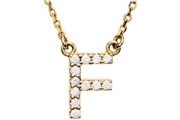 14k Yellow Gold Diamond Initial 'F' 1/8 Cttw Necklace, 16" (GH Color, I1 Clarity)