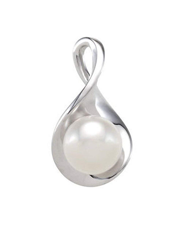 White Freshwater Cultured Pearl Infinity Pendant, Sterling Silver (9.5-10 MM)