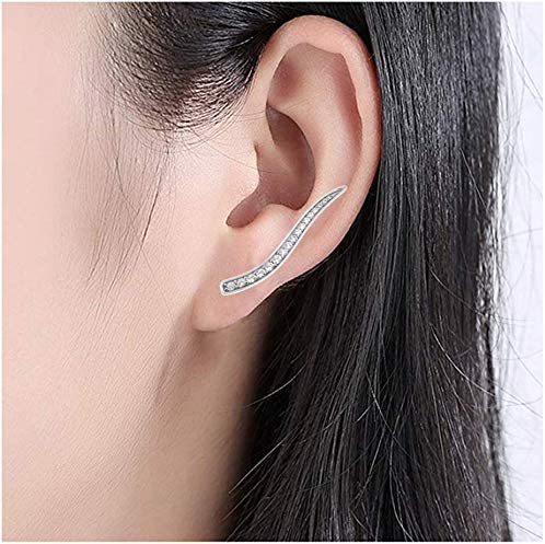 CZ Ear Climbers, Rhodium Plated Sterling Silver