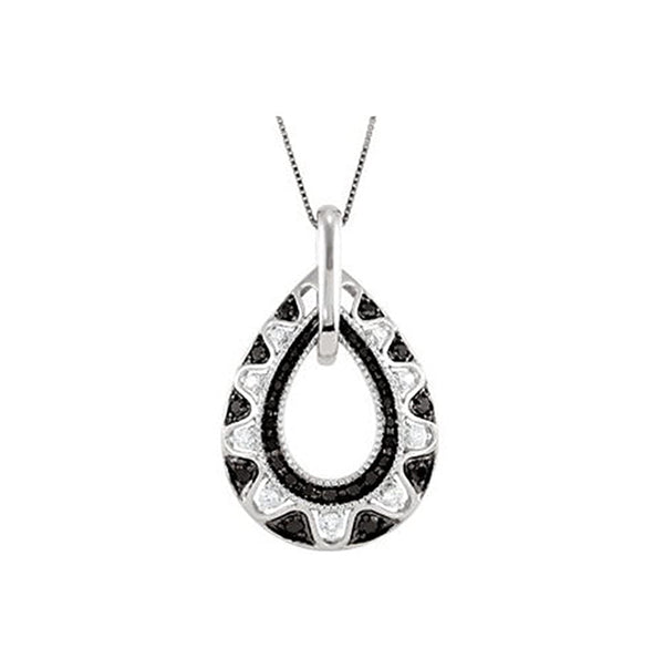 14k White Gold .50 Cttw. Black and White Diamond Necklace