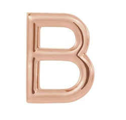 Initial Letter 'B' 14k Rose Gold Stud Earring (Single Earring)