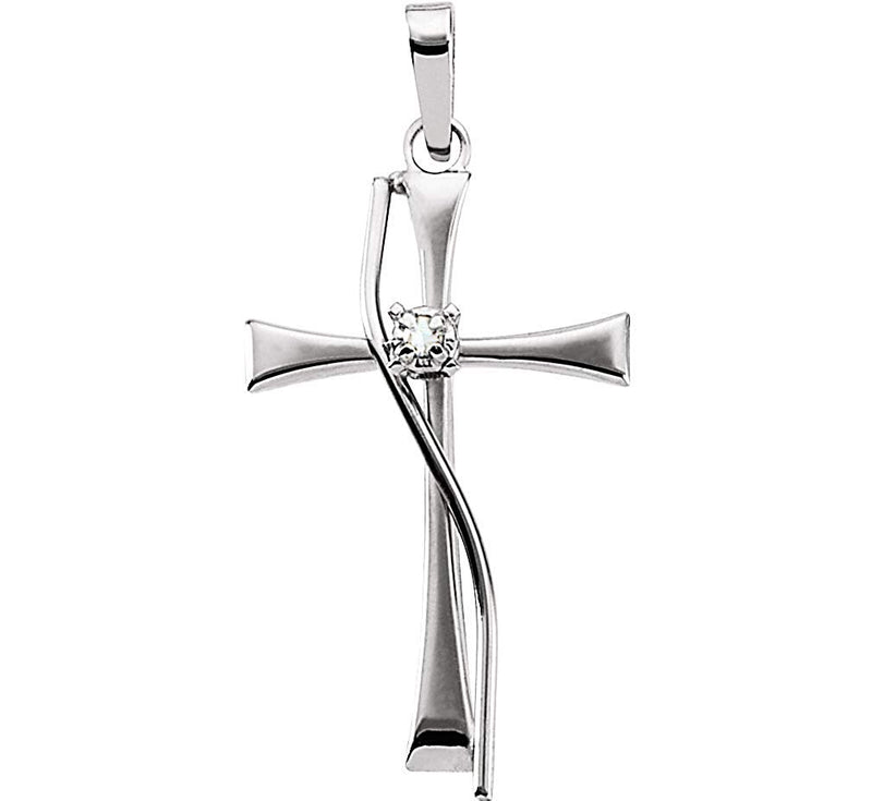 Diamond Cross 14k White Gold Pendant