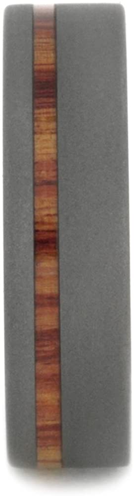Sandblast Titanium 6mm Comfort-Fit Tulip Wood Band, Size 4.75
