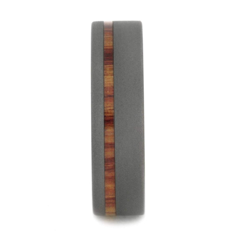 Sandblast Titanium 6mm Comfort-Fit Tulip Wood Band