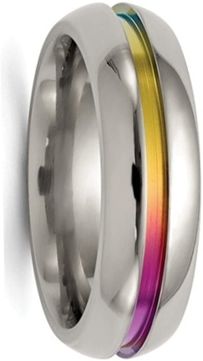 Edward Mirell Titanium Multi-Colored Anodized Center 7mm Comfort-Fit Band