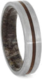 Ironwood Burl, Matte Titanium 5mm Comfort-Fit Deer Antler Sleeve Wedding Band, Size 16