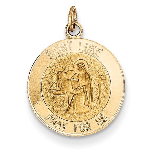 14k Yellow Gold St. Luke Medal Charm (23X15MM)