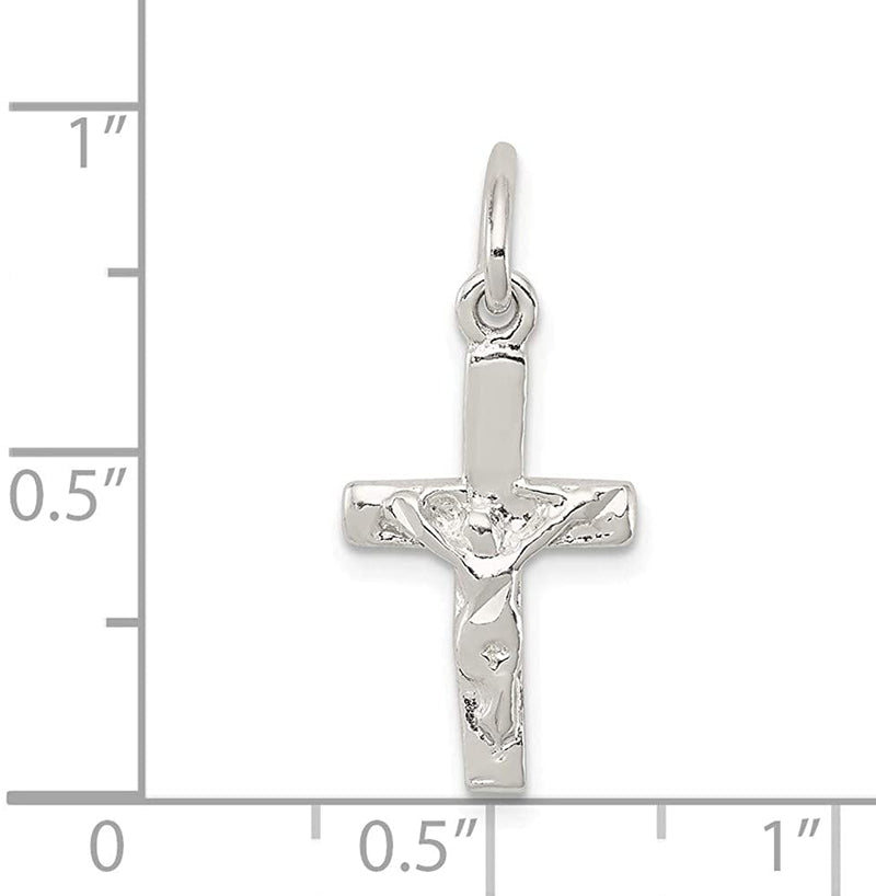 Sterling Silver Cubist-Style Crucifix Charm.94x.39 Inches (24x10 MM)