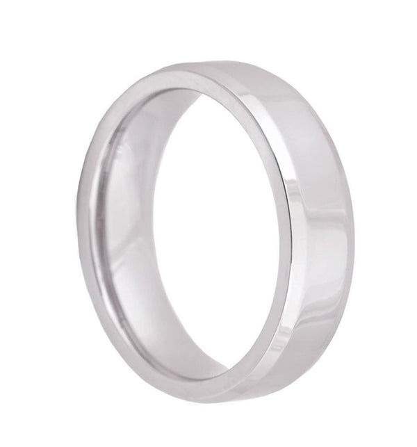 Men's White Cobalt 8mm Beveled Comfort-Fit Band