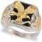 Men's 10k Yellow Gold Eagle Onyx Ring, Sterling Silver, 12k Green and Rose Gold Black Hills Gold