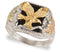 Men's Onyx with Diamond-Cut Eagle Ring, Sterling Silver, 12k Green and Rose Gold Black Hills Gold Motif