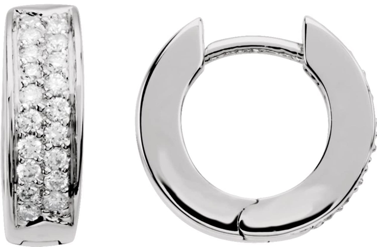 Diamond Hoop Earrings, 14k White Gold, 3.99mm (.07 Ctw, Color GH, Clarity SI1)