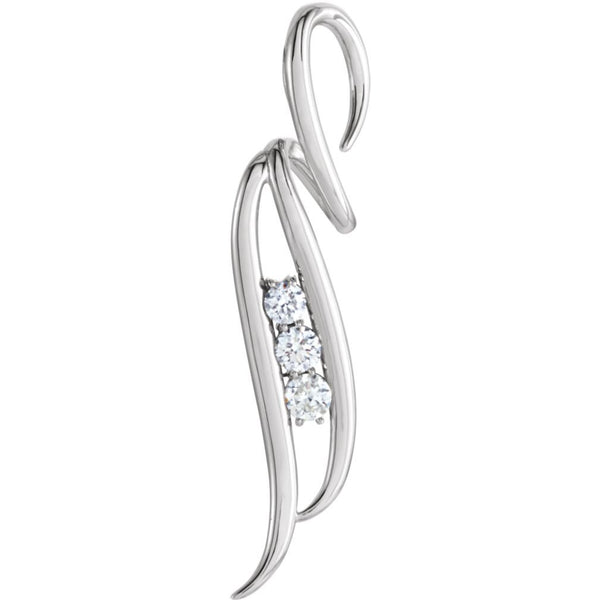 3-Stone Diamond Pendant, Rhodium-Plated 14k White Gold (0.33 Ctw, G-H Color, I1 Clarity)