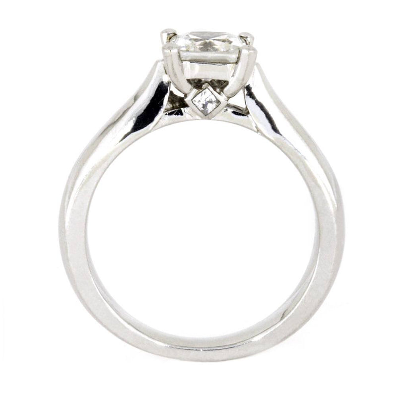 Charles & Colvard Moissanite and Diamond 10k White Gold Engagement Ring, Deer Antler Titanium Wedding Band, Bridal Set