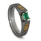 Emerald with Oak Wood Panels 4mm Comfort-Fit Sandblasted Titanium Band