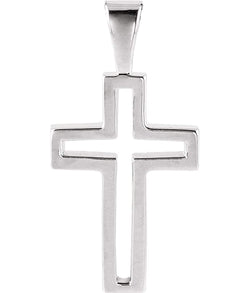 Catholic Cross Rhodium-Plated 14k White Gold Pendant (13.5x9.5MM)