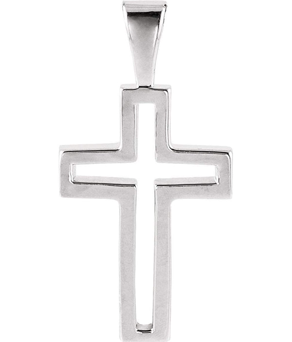 Catholic Cross Rhodium-Plated 14k White Gold Pendant (13.5x9.5MM)