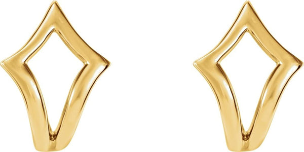 Geometric J-Hoop Earrings, 14k Yellow Gold