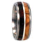 Ironwood, Olive Wood, Sterling Silver Pinstripe 8mm Comfort-Fit Titanium Wedding Band, Size 10