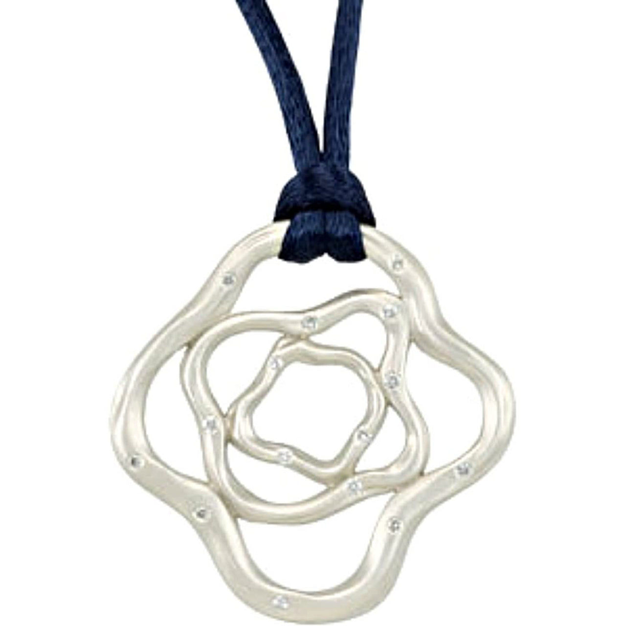 Diamond Pendant in Sterling Silver with Navy Cord, 18" (1/5 Cttw)