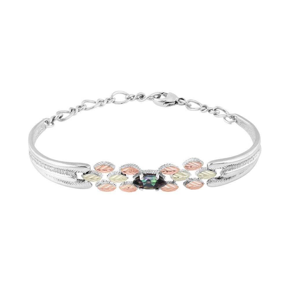 Mystic Fire Bracelet, Sterling Silver, 12k Green Gold, 12k Rose Gold Black Hills Gold, 6.5" to 8"