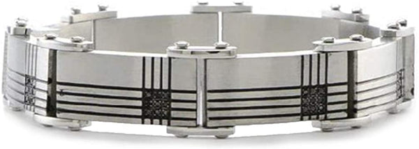Men's Stainless Steel 10mm Black IP, Black Diamond Link Bracelet, 8.5 Inches (.50 Ctw)