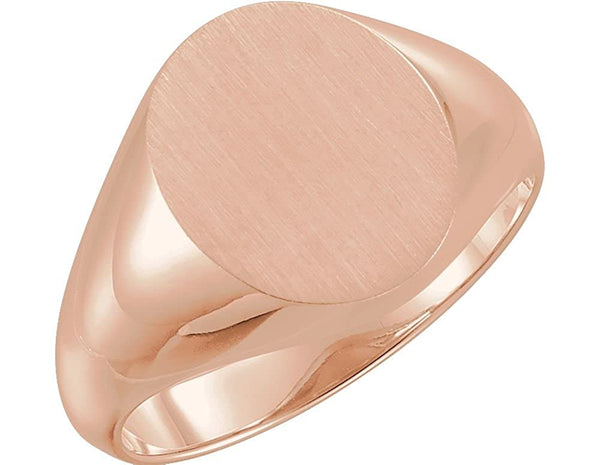 Men's Brushed Hollow Signet Semi-Polished 10k Rose Gold Ring (14x12mm)