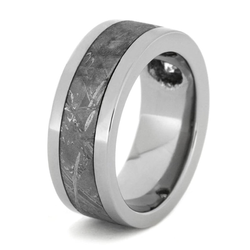 Diamond Gibeon Meteorite 9mm Comfort-Fit Polished Titanium Band