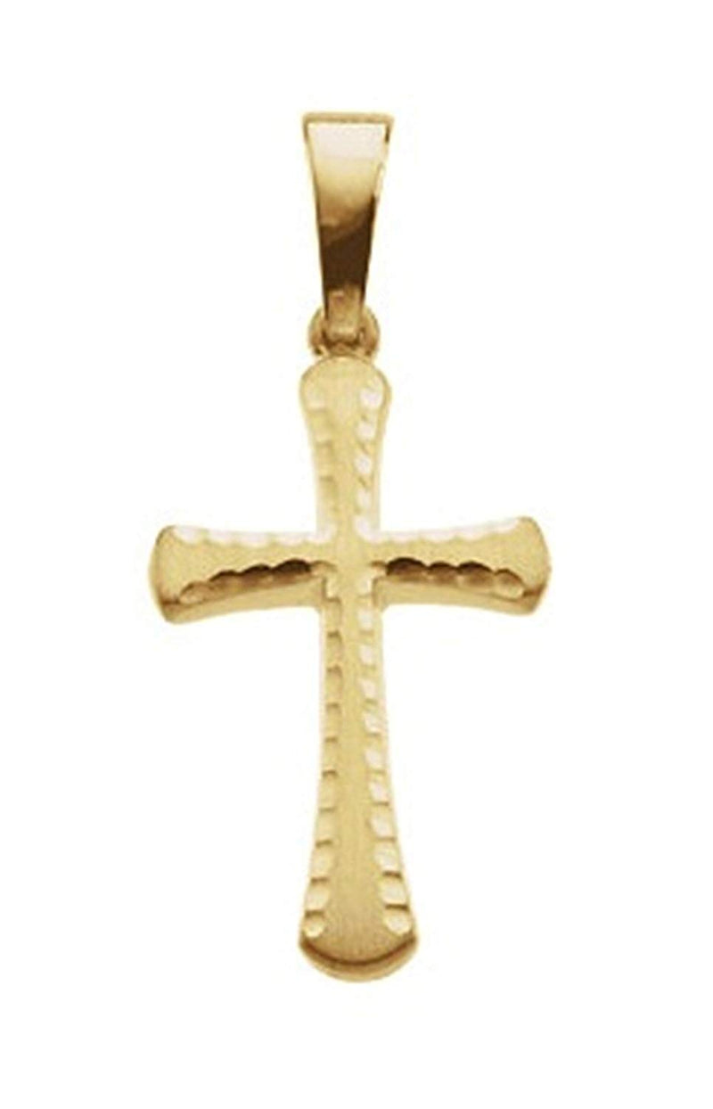 Rounded Edge Cross 14k Yellow Gold Pendant (18x13.7 MM)