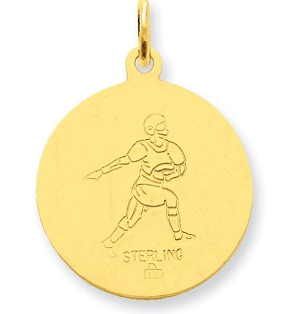 24k Gold-Plated Sterling Silver St. Christopher Football Medal