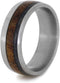 Mesquite Burl Wood, Blue Sea Glass 7mm Comfort-Fit Matte Titanium Wedding Band, Size 4.5