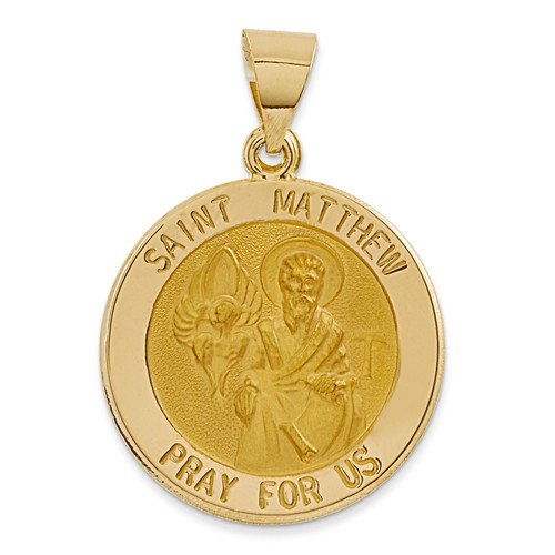 14k Yellow Gold St. Matthew Medal Pendant (22X19MM)