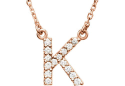14k Rose Gold Diamond Initial 'K' 1/8 Cttw Necklace, 16" (GH Color, I1 Clarity)