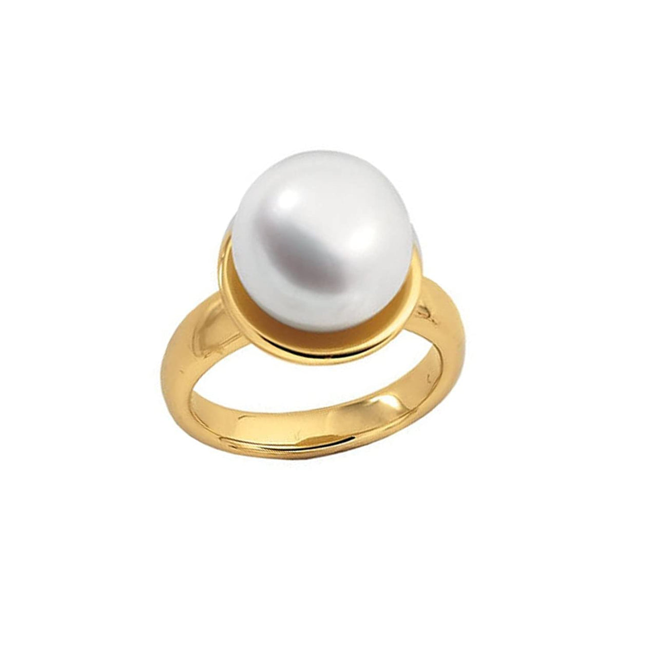 White South Sea Cultured Pearl Ring, 18k Yellow Gold (12mm) Size 7.25