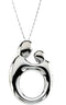 Mother and Child Rhodium Plated Sterling Silver Adjustable Necklace, 22"